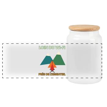 Loin du WiFi, Près de l'Essentiel - Boîte à biscuits avec couvercle en bois - blanc - Devant