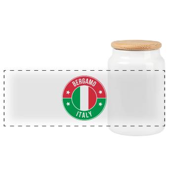 Bergamo Italy Circle Flag Badge - Panoramic Cookie Jar with Wooden Lid - white - Front
