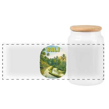 Bali - Boîte à biscuits avec couvercle en bois - blanc - Devant