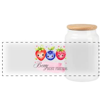 Trio des meilleurs amis de Berry - Boîte à biscuits avec couvercle en bois - blanc - Devant