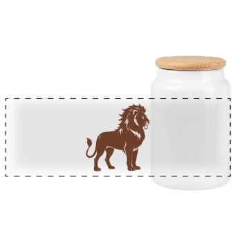 Lion - Boîte à biscuits avec couvercle en bois - blanc - Devant