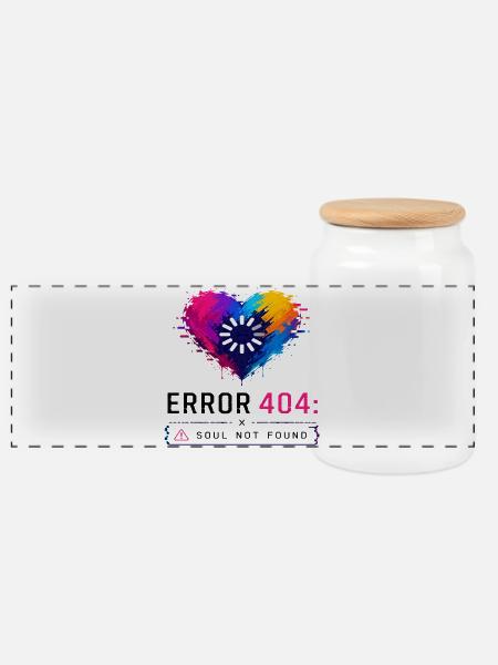 Bunte Herz 404 Seele Verloren - Panorama Keksdose mit Holzdeckel - Weiß