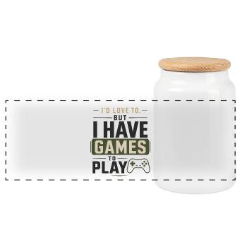 I'd love it, but I have games to play - Panoramic Cookie Jar with Wooden Lid - white - Front