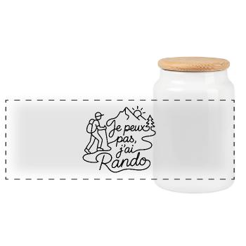 Je peux pas, j'ai Rando - Boîte à biscuits avec couvercle en bois - blanc - Devant