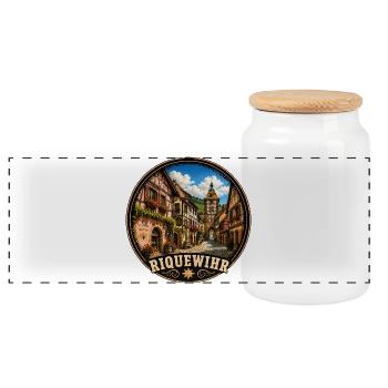 Fachwerkhaus Elsässer Weinstraße Weinberge - Panorama Keksdose mit Holzdeckel - Weiß - Vorne
