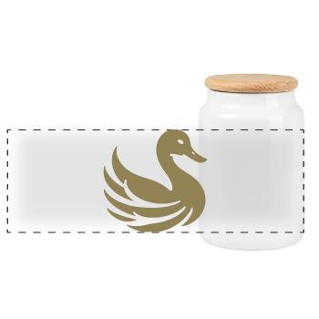 Silhouette des cygnes dorés - Boîte à biscuits avec couvercle en bois - blanc - Devant