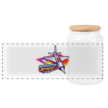 Interceptor Jet Attack Graphic - Panoramic Cookie Jar with Wooden Lid - white - Front