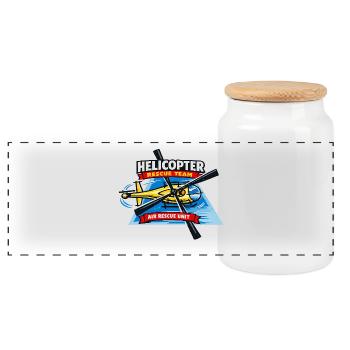 Emblème de l’équipe de sauvetage en hélicoptère - Boîte à biscuits avec couvercle en bois - blanc - Devant