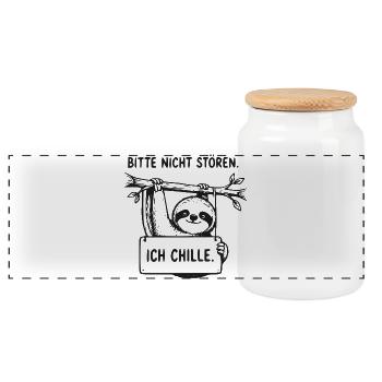 Ich Chille Sloth Sign - Panorama Keksdose mit Holzdeckel - Weiß - Vorne