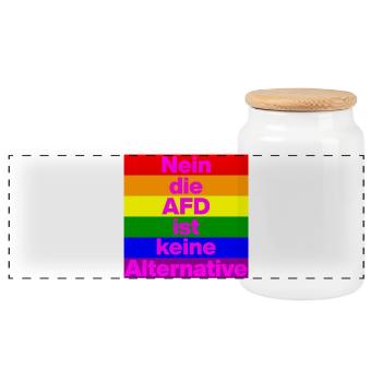 NEIN DIE AFD IST KEINE ALTERNATIVE, NO NZS, PRIDE - Panorama Keksdose mit Holzdeckel - Weiß - Vorne