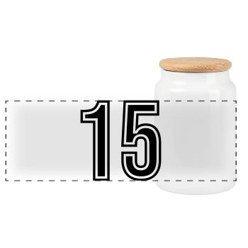 Symbole numérique 15 - Boîte à biscuits avec couvercle en bois - blanc - Devant
