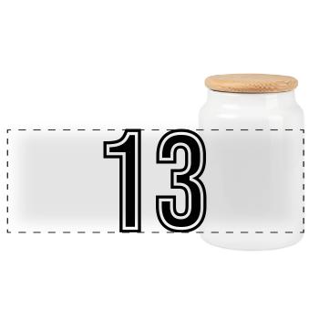 Symbole numérique 13 - Boîte à biscuits avec couvercle en bois - blanc - Devant