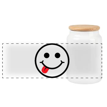 Smilie - Panoramic Cookie Jar with Wooden Lid - white - Front