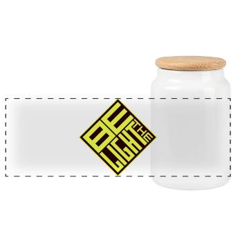 Be The Light Motivierend Positivität Spruch Logo - Panorama Keksdose mit Holzdeckel - Weiß - Vorne