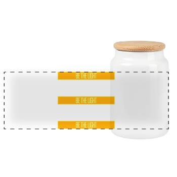 Be The Light Motivierend Positivität Spruch Logo - Panorama Keksdose mit Holzdeckel - Weiß - Vorne