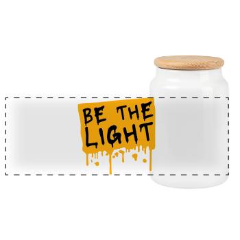 Be The Light Motivierend Positivität Spruch Logo - Panorama Keksdose mit Holzdeckel - Weiß - Vorne