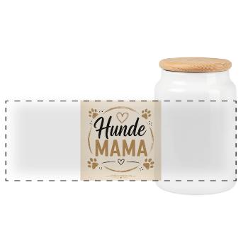 Hunde Mama Herzkreis Design - Panorama Keksdose mit Holzdeckel - Weiß - Vorne