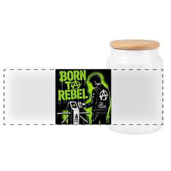 Born To Rebel Corporate Slave Punk - Panoramic Cookie Jar with Wooden Lid - white - Front