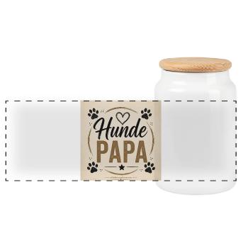 Hunde Papa Vintage Design - Panorama Keksdose mit Holzdeckel - Weiß - Vorne