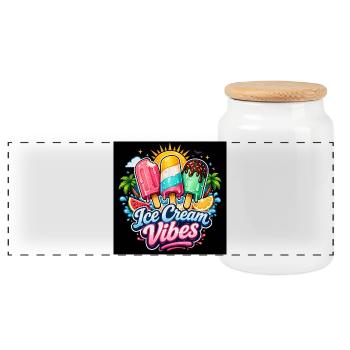 Kolorowe Lody Tropikalne - Panoramic Cookie Jar with Wooden Lid - white - Front