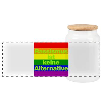 RASSISMUS IST KEINE ALTERNATIVE NIE WIEDER, NO NZS - Panorama Keksdose mit Holzdeckel - Weiß - Vorne