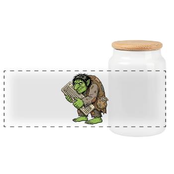 Troll avide avec clavier - Boîte à biscuits avec couvercle en bois - blanc - Devant