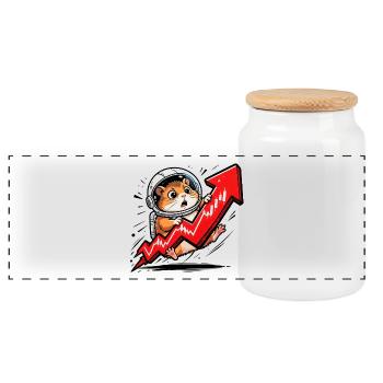 Crypto Hamster To The Moon - Bitcoin Trader Motif - Boîte à biscuits avec couvercle en bois - blanc - Devant