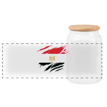 Egypt Egyptian Flag - Panoramic Cookie Jar with Wooden Lid - white - Front