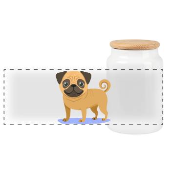 Little Pug (comic) - Panoramic Cookie Jar with Wooden Lid - white - Front