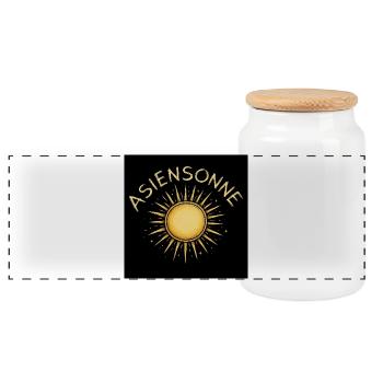Asian Sun Gold Beam - Panoramic Cookie Jar with Wooden Lid - white - Front