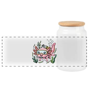 Diving Axolotl - Panoramic Cookie Jar with Wooden Lid - white - Front