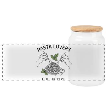 T-shirt spaghetti Pâtes Passionnés de design Femmes/Hommes - Boîte à biscuits avec couvercle en bois - blanc - Devant