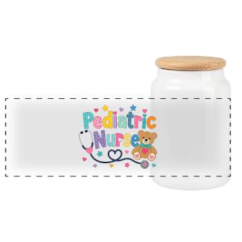 Ours en peluche Teddy Nurse Pédiatrique Coloré - Boîte à biscuits avec couvercle en bois - blanc - Devant