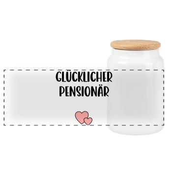 Glücklicher Pensionär Herz - Panorama Keksdose mit Holzdeckel - Weiß - Vorne