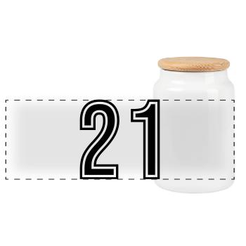 21 Symbole numérique - Boîte à biscuits avec couvercle en bois - blanc - Devant