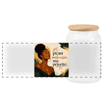 Ma peau mélanisée, ma priorité - Boîte à biscuits avec couvercle en bois - blanc - Devant