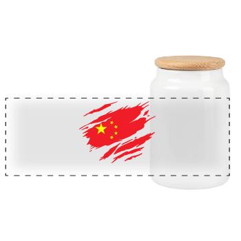 Chine Drapeau Chinois Chinoise - Boîte à biscuits avec couvercle en bois - blanc - Devant