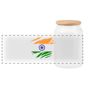India Indian Flag Indian - Panoramic Cookie Jar with Wooden Lid - white - Front