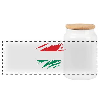 Hungary Hungarian Flag Hungarian - Panoramic Cookie Jar with Wooden Lid - white - Front