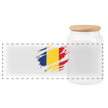 Roumanie Drapeau Roumain Roumaine - Boîte à biscuits avec couvercle en bois - blanc - Devant