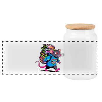 Le Rat - Boîte à biscuits avec couvercle en bois - blanc - Devant