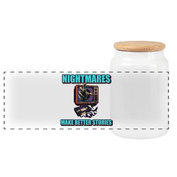 Nightmares Make Better Stories - Panoramic Cookie Jar with Wooden Lid - white - Front