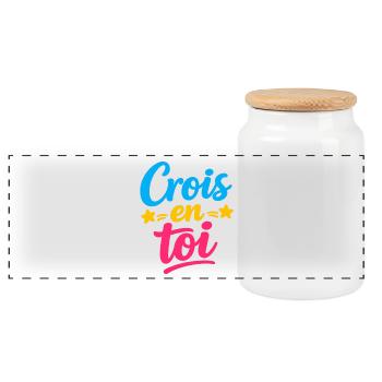 Crois en toi  - Boîte à biscuits avec couvercle en bois - blanc - Devant