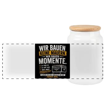 Wir bauen Momente – Veranstaltungs Technik - Panorama Keksdose mit Holzdeckel - Weiß - Vorne
