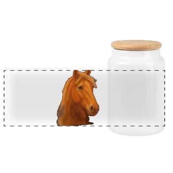 Pastel Horse - Panoramic Cookie Jar with Wooden Lid - white - Front