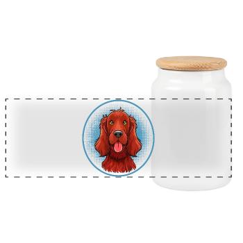 Irish Red Setter (Comic Portrait) - Panoramic Cookie Jar with Wooden Lid - white - Front