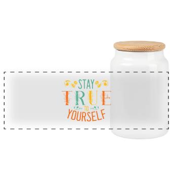Stay true to yourself - Panoramic Cookie Jar with Wooden Lid - white - Front