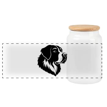 Saint-Bernard - Boîte à biscuits avec couvercle en bois - blanc - Devant