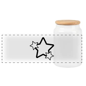 Stars - Panoramic Cookie Jar with Wooden Lid - white - Front
