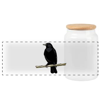 Urban Birdwatching Minimal Nature Design - Panoramic Cookie Jar with Wooden Lid - white - Front